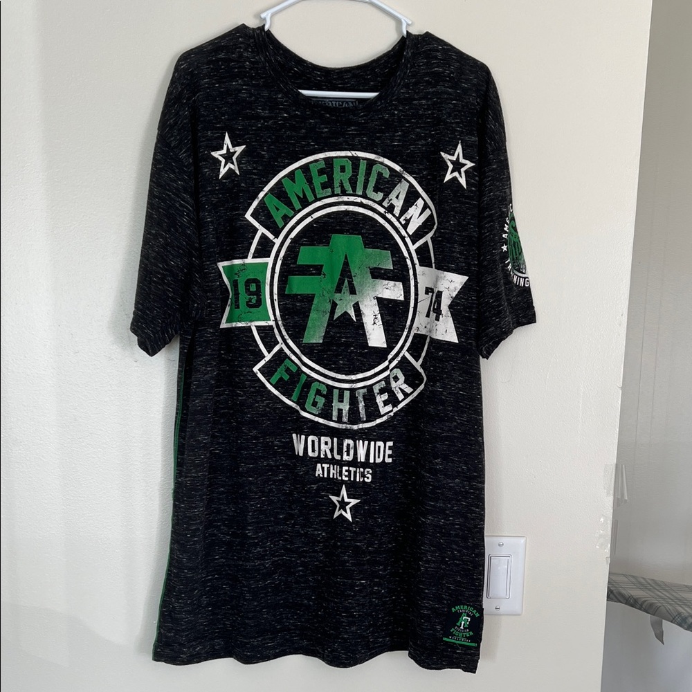 American Fighter Charcoal and Emerald Tee